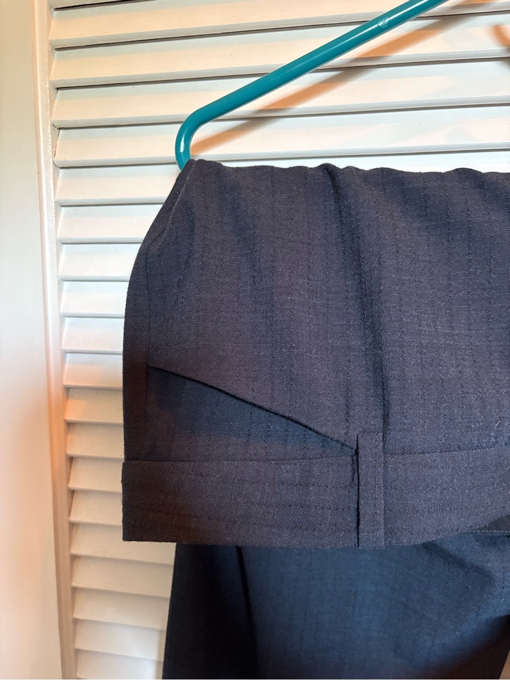 Theory Wool Trousers in Navy Blue with Stitch Detailing — Size 12 - Picture 10 of 11